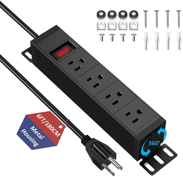 Main image of 10 Inch Rack PDU Power Strip,1U RackMount Surge Protector Power Strip with15A Overload Switch, 360° Rotatable Mounting, for 10'' Mini Server Network Cabinets/Rack/Self, 6ft Cable