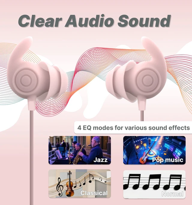 Alt view image 5 of 7 - HS88 Sleep Earbuds for Side Sleepers, 30dB Noise Isolation Ultra-Thin Silicone, 12H Playtime with Sleep Timer, Secure Fit Neckband Headphones for Yoga, Travel, Audiobooks & Meditation