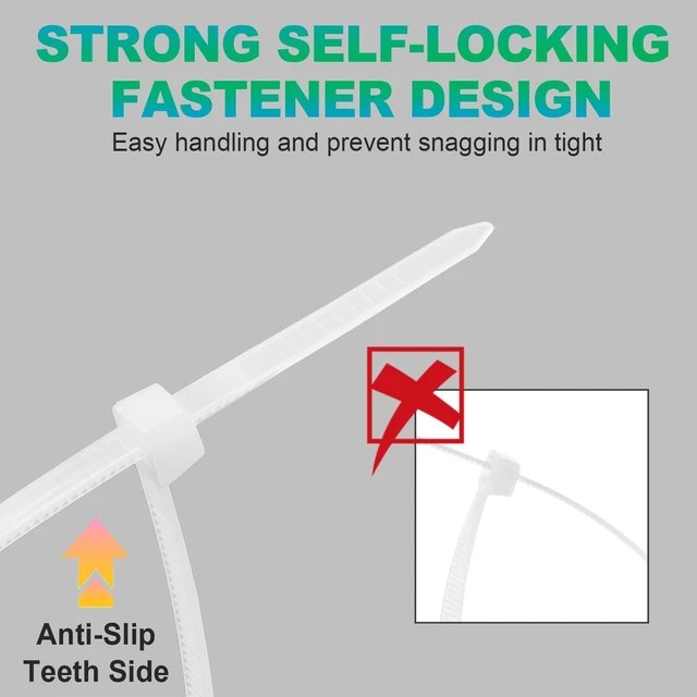 Alt view image 4 of 7 - Zip Ties, 1200pcs Cable Zip Ties 14 Inch, Heavy Duty White Plastic Wire Ties with 70lb Tensile Strength, Self-Locking Nylon Cable Ties, Wire Management for Indoor and Outdoor