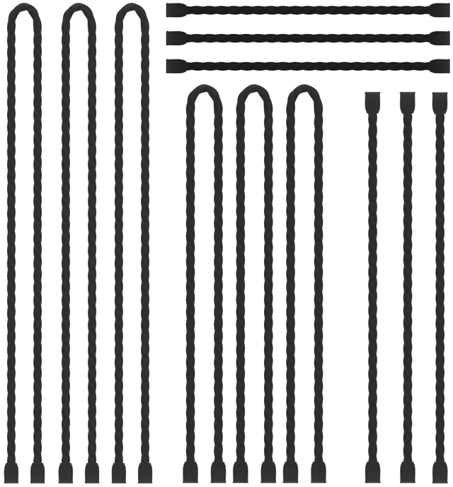 Main image of 12PCS Silicone Cable Ties Reusable Twist Ties Steel-Core Black Straps Organizer All Purpose Bendable Cord Tie for Indoor Outdoor Holding Securing and Wrapping (6 12 18 24 inch)
