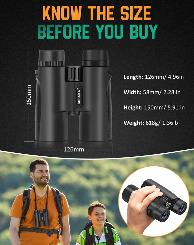 Alt view image 6 of 7 - Binoculars for Adults 10x42 High-Powered Waterproof for Birding BAK4 prisms and FMC optics, Easytouse for eyeglass wearers, cruises, sports, travel and wildlife viewing