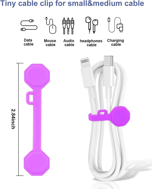 Alt view image 3 of 6 - 12 PCS Silicone Magnetic Cable Ties, Reusable cord Organizer clips magnet cord holder for phone charging, compatible with USB/lightning cables, bookmarks, whiteboard magnets, fridge magnets
