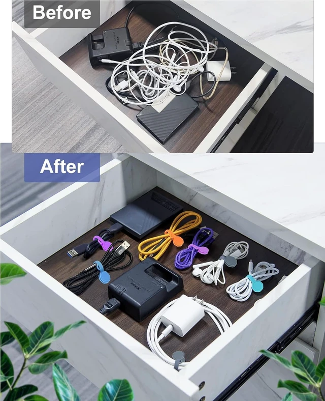 Alt view image 5 of 6 - 12 PCS Silicone Magnetic Cable Ties, Reusable cord Organizer clips magnet cord holder for phone charging, compatible with USB/lightning cables, bookmarks, whiteboard magnets, fridge magnets