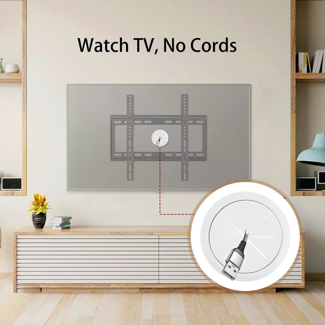 Alt view image 4 of 7 - 6 Pack Cord Hider for TV Wall Mounted TV, 2-3/8"(60mm Hole) Cable Raceways, in Wall Cable Management Kit, Includes 6 Pass Throughs, 1 Hole Saw Drill Attachment & 10 Cable Ties for Easy Install