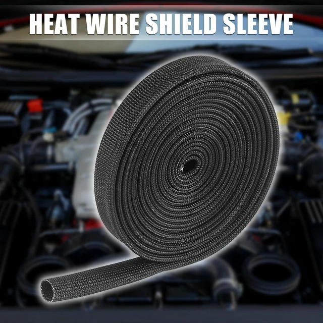 Alt view image 2 of 6 - 10ft - 12mm 1/2" Fiberglass Heat Wire Shield Sleeve Black Heat High Temp Shield Adjustable for Car Wire Looms Protection