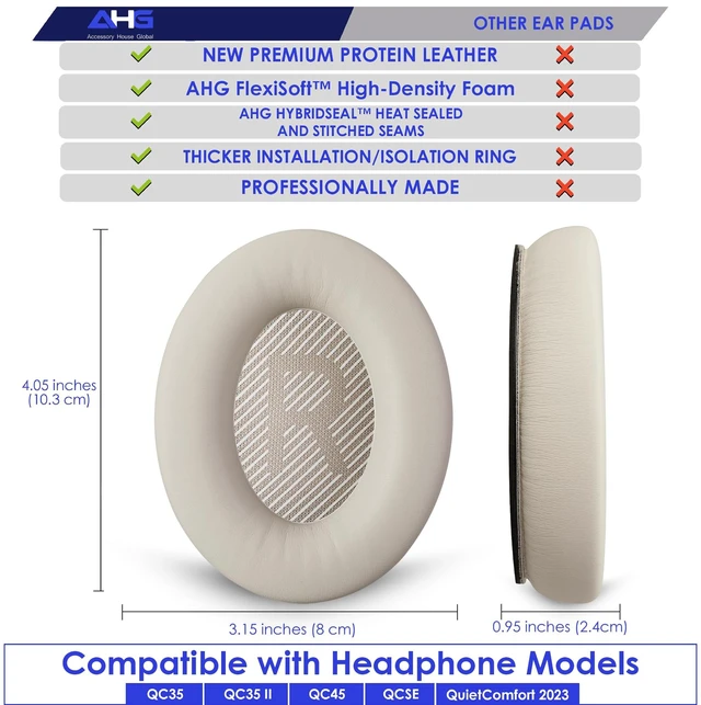 Alt view image 6 of 7 - Replacement QC Ear Pad and Headband Pad Kit Cushion. Compatible with Bose QuietComfort (2023) QC45 QCSE QC35 II Wireless Noise Cancelling Headphones (White Smoke) Easy DIY