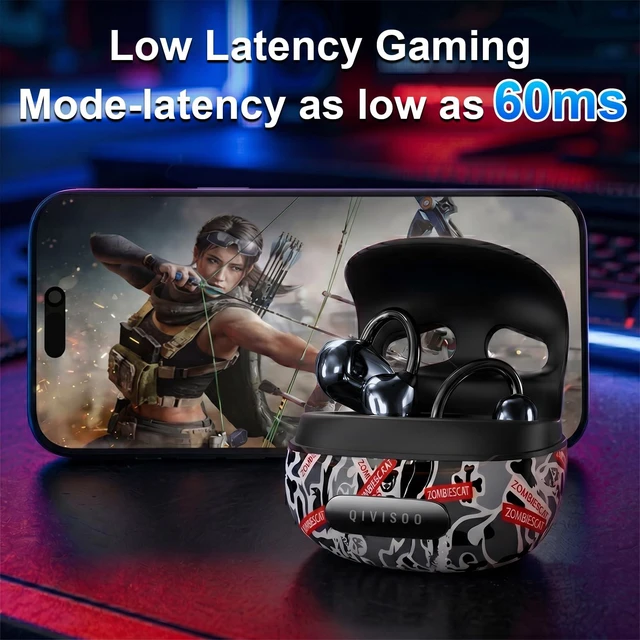 Alt view image 3 of 7 - ZOMBIESCAT B23 Third-generation Open Headphones, Clip-on Earclip Earbuds True Wireless TWS Bluetooth 6.0 with Microphone, Suitable for Men, Glasses and Outdoor Sports, Black