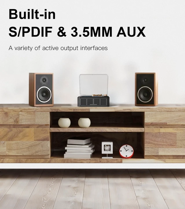 Alt view image 2 of 6 - Retro CD Player with Bluetooth, Desktop CD Players for Home, Built-in Speakers/FM Radio/Headphone Jack/AUX/USB/LCD Screen Display with Remote Controls-Black