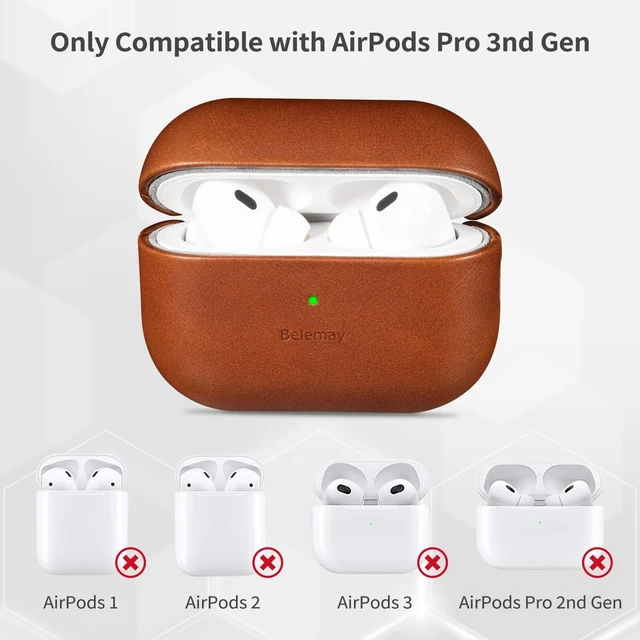 Alt view image 7 of 7 - Handcrafted Vegetable-Tanned Leather Case for AirPods Pro 3 Full-Grain Cowhide, Develops Rich Patina, Handcrafted, Compatible with MagSafe, Secure Grip, Precision Fit, Saddle Brown