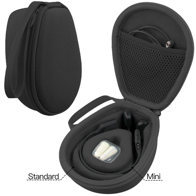 Alt view image 4 of 7 - Hard Case for SHOKZ OpenRun Pro 2/1/Mini,OpenMove,OpenSwim, Black Compatible with All Dual-Size SHOKZ Open-Ear Bone Conduction Sport Headphones, Standard And Mini Fit, Custom-Molded Insert
