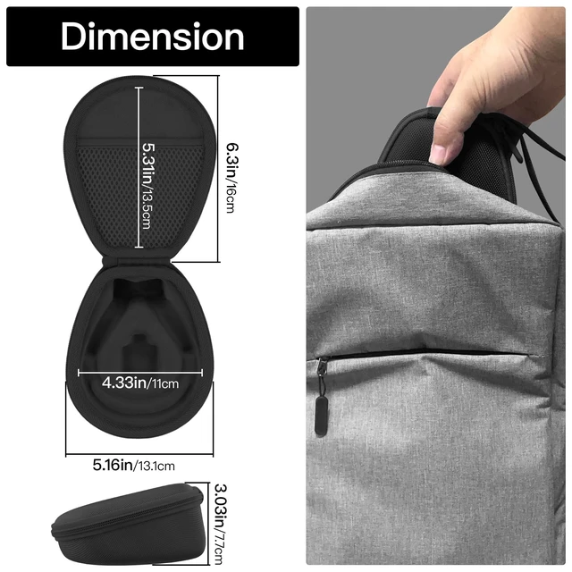 Alt view image 6 of 7 - Hard Case for SHOKZ OpenRun Pro 2/1/Mini,OpenMove,OpenSwim, Black Compatible with All Dual-Size SHOKZ Open-Ear Bone Conduction Sport Headphones, Standard And Mini Fit, Custom-Molded Insert
