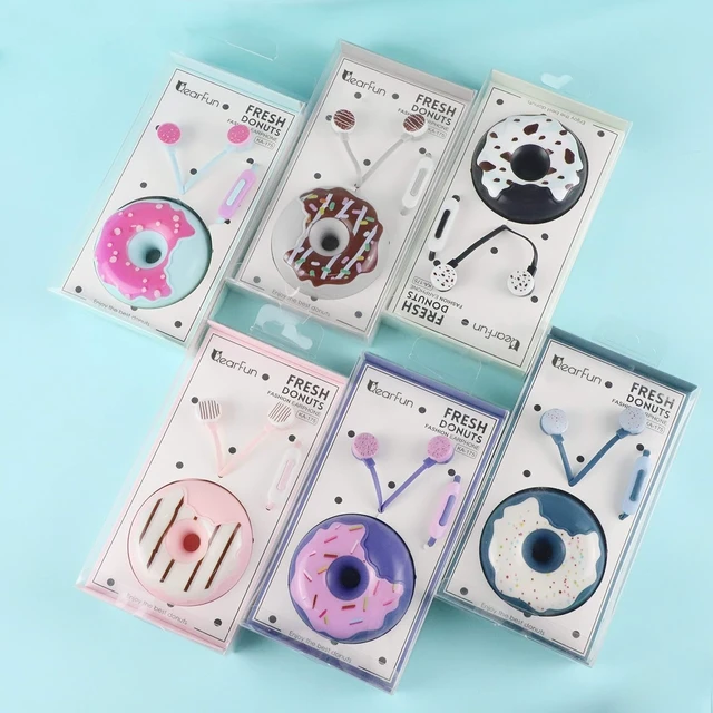 Alt view image 5 of 7 - Donut Earbuds for Kids, Cute Earbud & in-Ear Headphones Wired Gift for School Girls and Boys with Microphone and Lovely Earphones Storage Case