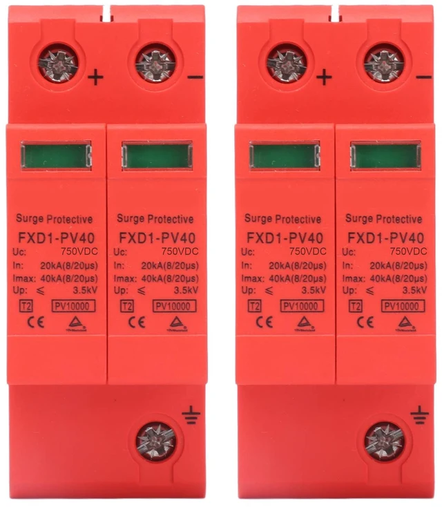 Main image of 2P Protective Devices 2pcs 2P Protective Devices 40KA DC Photovoltaic Arrester with Remote Protectors (DC 750V)
