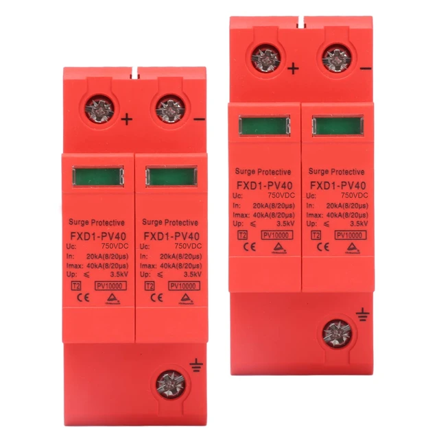 Alt view image 2 of 7 - 2P Protective Devices 2pcs 2P Protective Devices 40KA DC Photovoltaic Arrester with Remote Protectors (DC 750V)