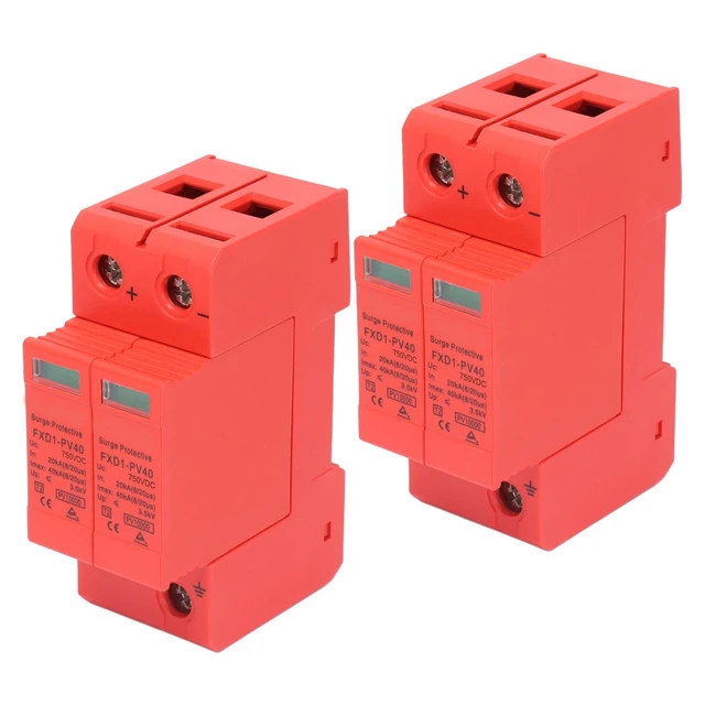 Alt view image 3 of 7 - 2P Protective Devices 2pcs 2P Protective Devices 40KA DC Photovoltaic Arrester with Remote Protectors (DC 750V)