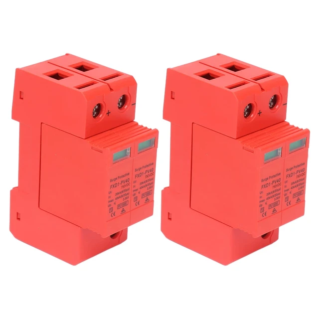 Alt view image 4 of 7 - 2P Protective Devices 2pcs 2P Protective Devices 40KA DC Photovoltaic Arrester with Remote Protectors (DC 750V)