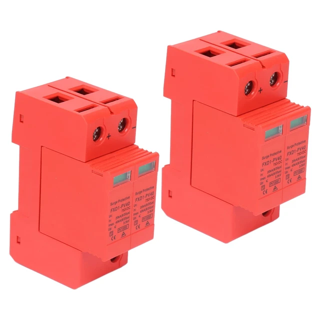 Alt view image 5 of 7 - 2P Protective Devices 2pcs 2P Protective Devices 40KA DC Photovoltaic Arrester with Remote Protectors (DC 750V)