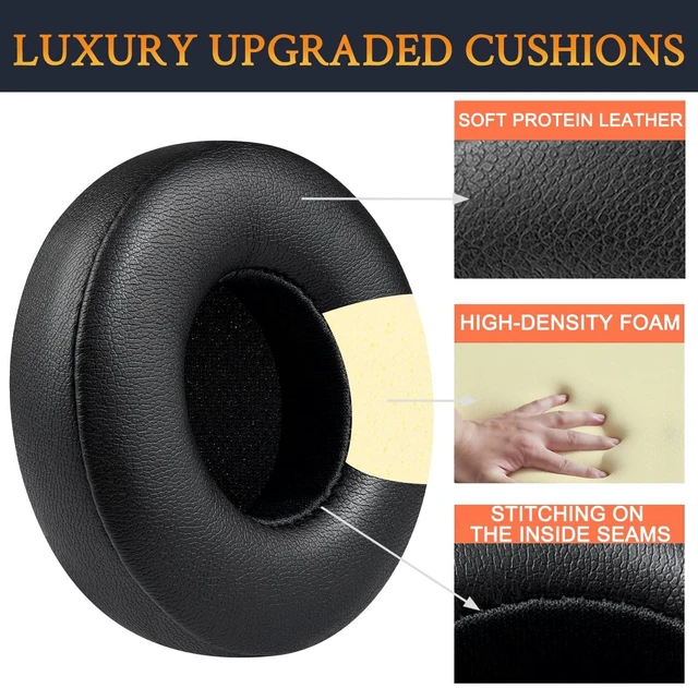 Alt view image 5 of 7 - Earpads for Beats Solo 4 On-Ear Headphones - Black Do Not Fit Beats (Studio Over-Ear, Solo HD, Solo2, Solo3) Headphones