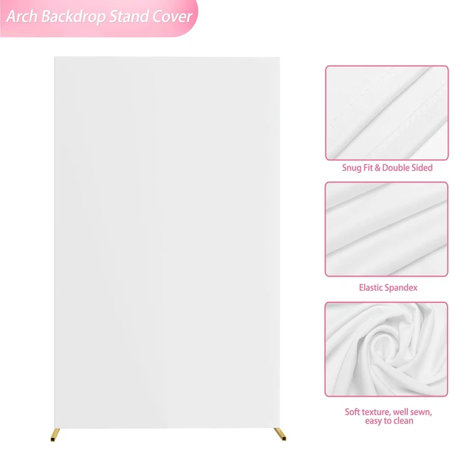 Alt view image 4 of 5 - Square Backdrop Cover White Square Wedding Arch Cover, 6.6x4FT Spandex Square Arch Cover Balloon Arch Covers Stretchy Backdrop for Birthday Party Wedding Ceremony Baby Shower Decor