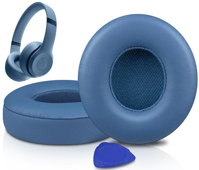 Main image of Earpads Cushions Replacement for Beats Solo 4 Wireless On-Ear Headphones, Solo4 Ear Pads with Soft Protein Leather, High-Density Noise Isolation Foam, Added Thickness - Slate Blue