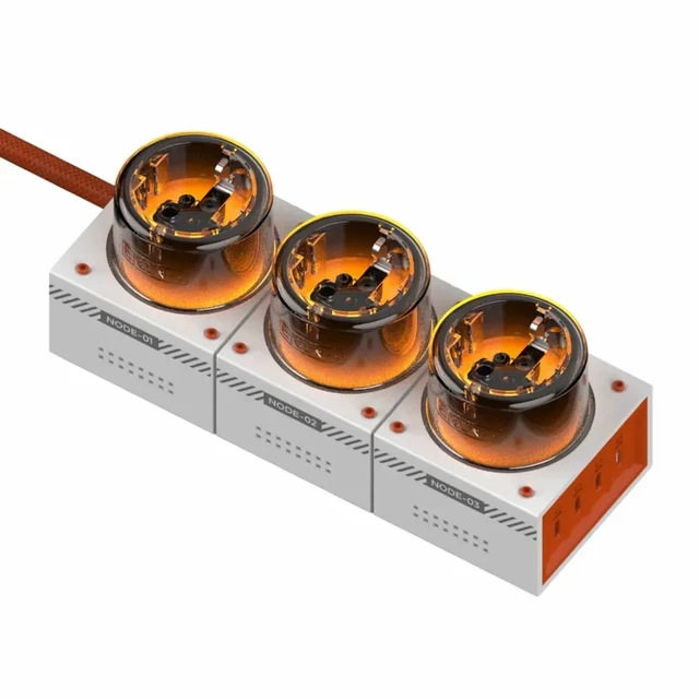 Alt view image 3 of 6 - Moonbase 240W GaN Desktop Charger Power Hub 7-Port USB-C 240W GaN power hub with 140W USB-C PD, 3 AC outlets, 4 USB-C ports, smart power distribution, and 8-point safety protection