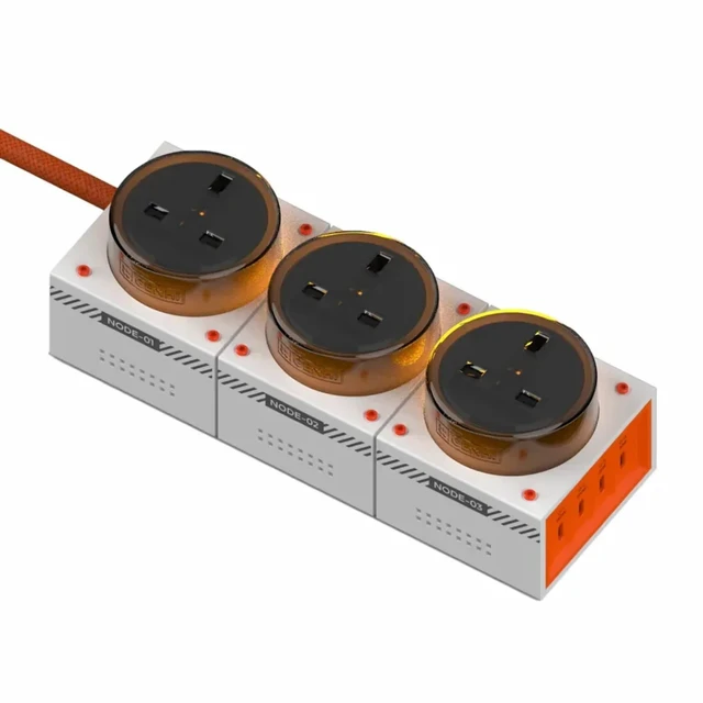 Alt view image 6 of 6 - Moonbase 240W GaN Desktop Charger Power Hub 7-Port USB-C 240W GaN power hub with 140W USB-C PD, 3 AC outlets, 4 USB-C ports, smart power distribution, and 8-point safety protection
