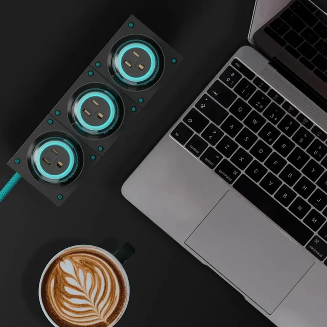 Alt view image 5 of 6 - Moonbase 240W GaN Desktop Charger Power Hub 7-Port USB-C 240W GaN power hub with 140W USB-C PD, 3 AC outlets, 4 USB-C ports, smart power distribution, and 8-point safety protection