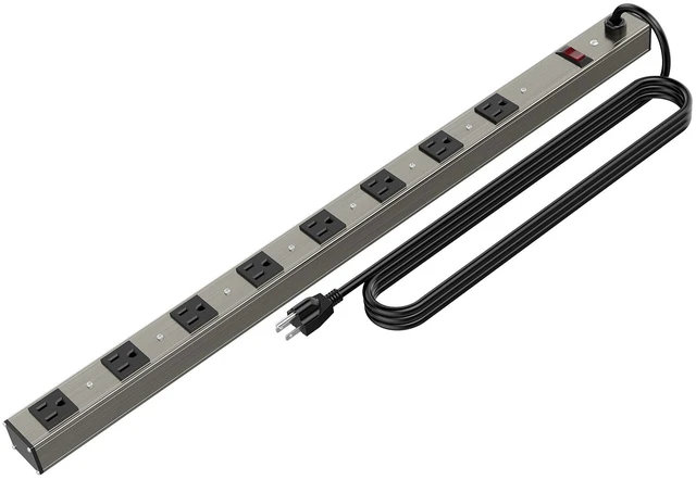 Main image of 8 Outlets Surged Aluminum Alloy Heavy Duty Metal Socket Power Strip, 6-Foot Long Extension Cord with Surge Protection.ETL Certified,Aluminum Alloy Silver with Black Hole