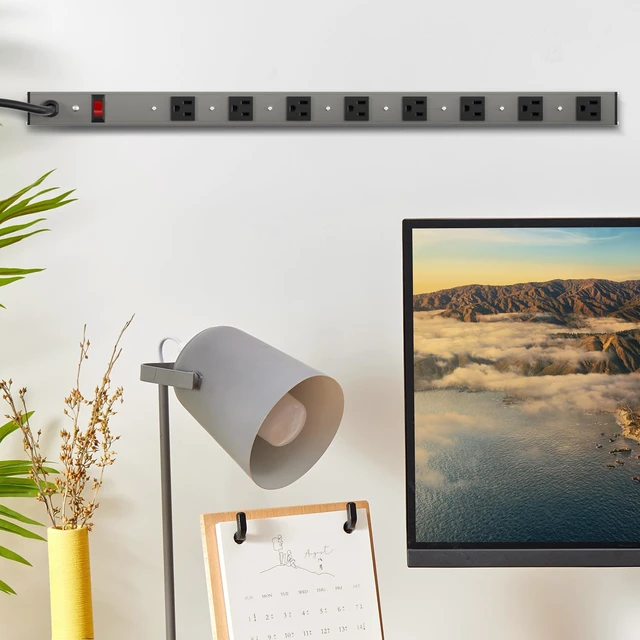 Alt view image 4 of 4 - 8 Outlets Surged Aluminum Alloy Heavy Duty Metal Socket Power Strip, 6-Foot Long Extension Cord with Surge Protection.ETL Certified,Aluminum Alloy Silver with Black Hole