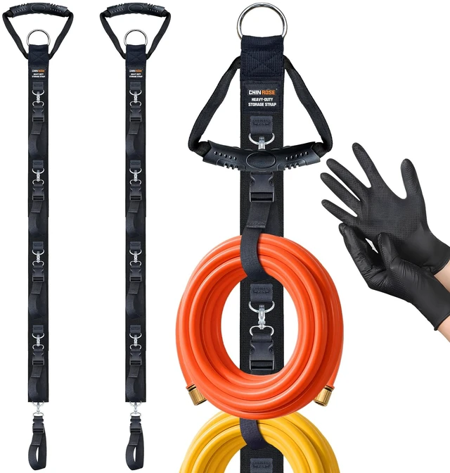 Main image of Extension Cord Organizer with 5 Detachable straps 2 PCS Extension Cord Hanger, 5 Detachable Straps, Garage Garden Storage, For Cable, Hose, Rope, Tool