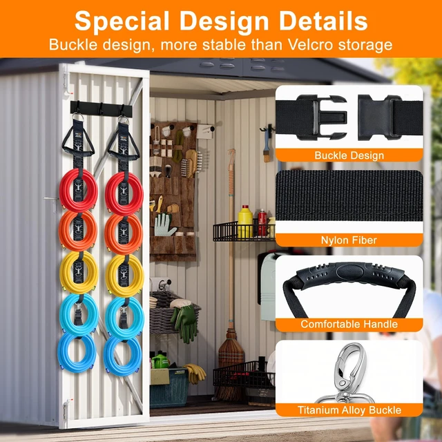 Alt view image 5 of 7 - Extension Cord Organizer with 5 Detachable straps 2 PCS Extension Cord Hanger, 5 Detachable Straps, Garage Garden Storage, For Cable, Hose, Rope, Tool