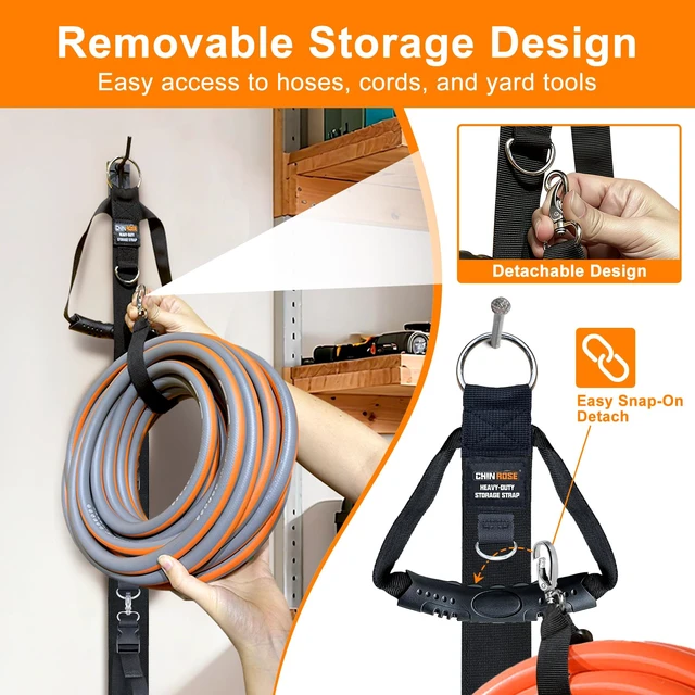 Alt view image 2 of 7 - Extension Cord Organizer with 5 Detachable straps 2 PCS Extension Cord Hanger, 5 Detachable Straps, Garage Garden Storage, For Cable, Hose, Rope, Tool