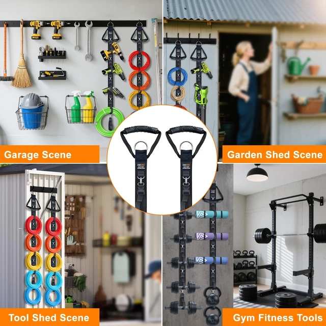 Alt view image 7 of 7 - Extension Cord Organizer with 5 Detachable straps 2 PCS Extension Cord Hanger, 5 Detachable Straps, Garage Garden Storage, For Cable, Hose, Rope, Tool