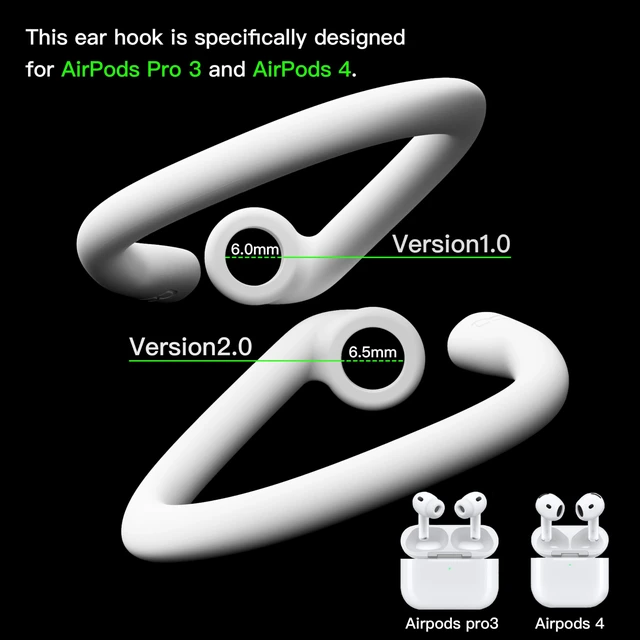 Alt view image 4 of 6 - Ear Hooks for AirPods Pro 3 & AirPods 5 & AirPods 4 2 Pairs Airpod Ear Hook, Anti-Slip Comfortable Fit, Ergonomic Design, AirPods Pro 3 Accessories (Small)