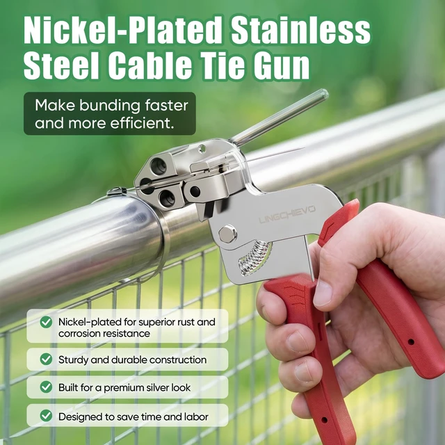 Alt view image 3 of 7 - 300-Piece Metal Zip Ties Tool kit with Stainless Steel Zip Ties Cable Ties Gun with 100×7.8/11.8/15.8" Metal Zip Ties Heavy Duty Outdoor for Fence,Chicken Coop,Farm,Exhaust Pipe and Cables