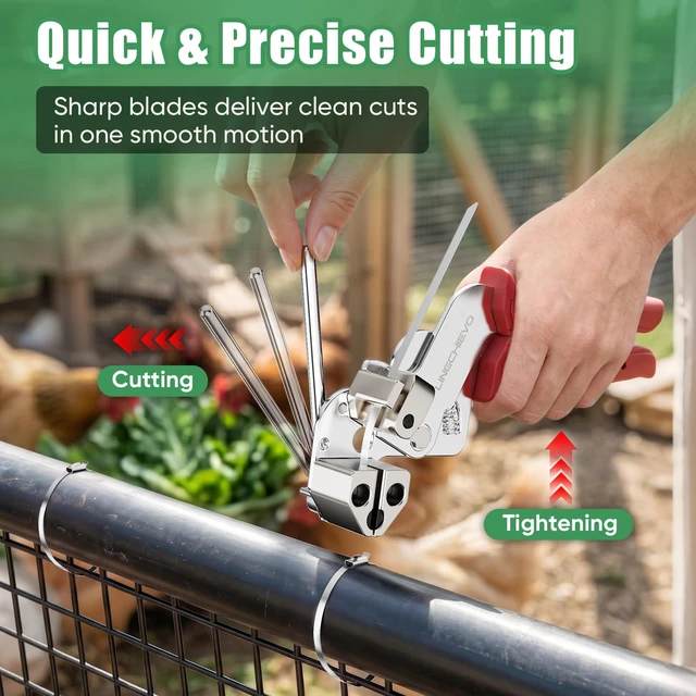 Alt view image 4 of 7 - 300-Piece Metal Zip Ties Tool kit with Stainless Steel Zip Ties Cable Ties Gun with 100×7.8/11.8/15.8" Metal Zip Ties Heavy Duty Outdoor for Fence,Chicken Coop,Farm,Exhaust Pipe and Cables