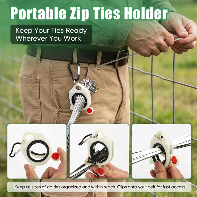 Alt view image 6 of 7 - 300-Piece Metal Zip Ties Tool kit with Stainless Steel Zip Ties Cable Ties Gun with 100×7.8/11.8/15.8" Metal Zip Ties Heavy Duty Outdoor for Fence,Chicken Coop,Farm,Exhaust Pipe and Cables