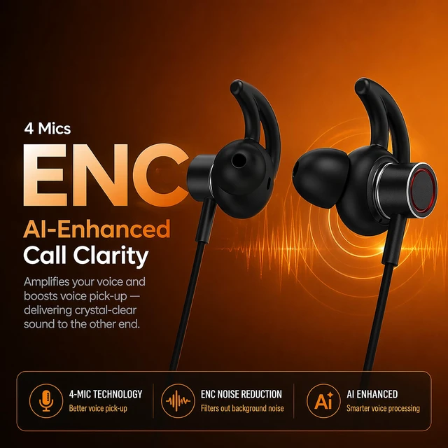 Alt view image 5 of 6 - B1 Bluetooth Headphones, Bluetooth Earbuds Wireless with 100Hrs Playtime, Wireless Bluetooth Headphones for Sports, Sweatproof & IPX5 Waterproof Wireless HeadphonesBlack