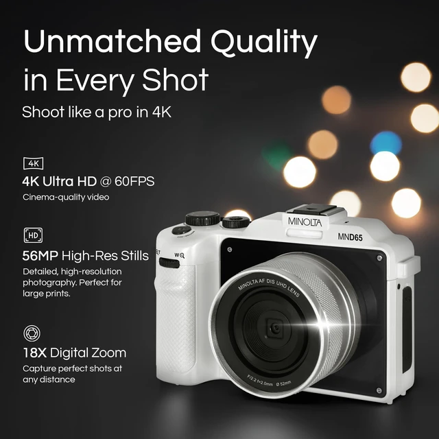 Alt view image 2 of 5 - MND65 56MP Camera, Dual-Lens Selfie, 4K Video, 18X Zoom Capture sharp HD video with an easy-to-use touchscreen and versatile zoom for everyday recording