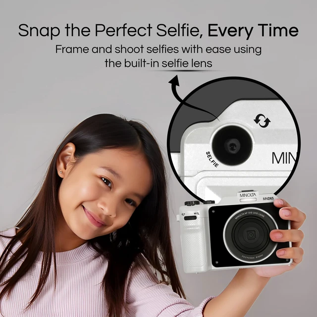 Alt view image 4 of 5 - MND65 56MP Camera, Dual-Lens Selfie, 4K Video, 18X Zoom Capture sharp HD video with an easy-to-use touchscreen and versatile zoom for everyday recording