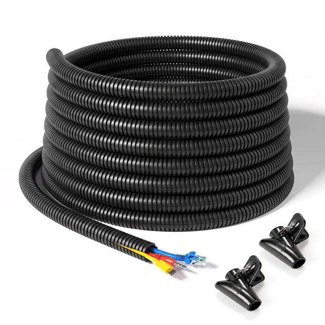 Main image of 100ft - 1/2 inch Wire Loom Tubing, Split Cable Sleeves Black Wire Loom Automotive with Installation Tool, Flame Retardant Cord Protectors from Pets no Chew