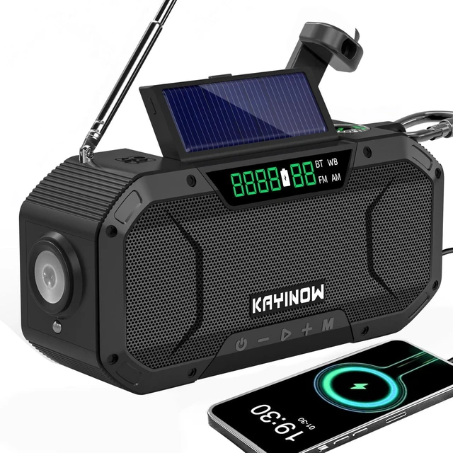 Main image of Solar Hand Crank Emergency Radio with Waterproof,Portable AM FM NOAA Weather Radio, Rechargeable 5000mAh/18500mWh Battery Power, Wind Up Flashlight Phone Charger, SOS,Survival Storm Hurricane