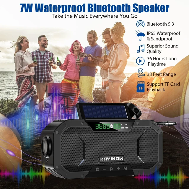 Alt view image 5 of 7 - Solar Hand Crank Emergency Radio with Waterproof,Portable AM FM NOAA Weather Radio, Rechargeable 5000mAh/18500mWh Battery Power, Wind Up Flashlight Phone Charger, SOS,Survival Storm Hurricane