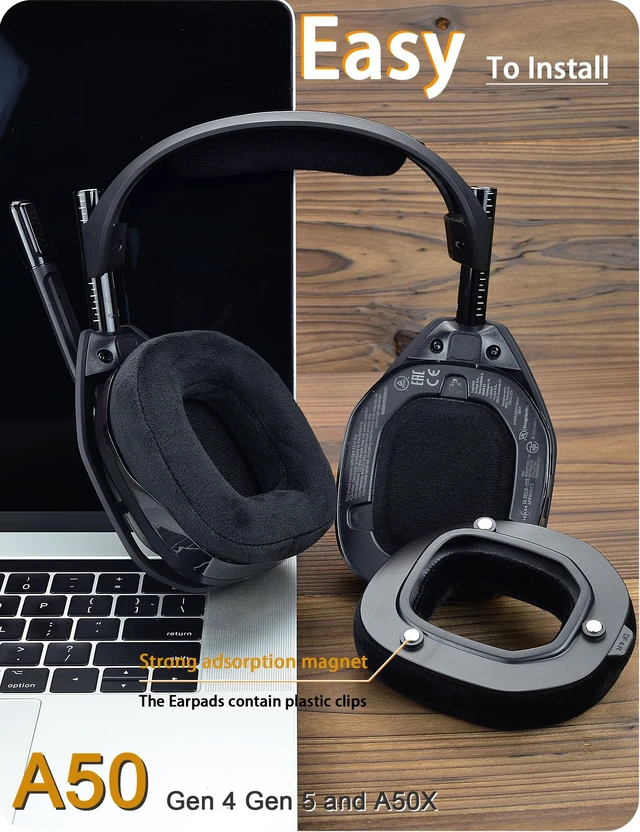 Alt view image 5 of 6 - Earpads for Astro A50 Gen 4, Gen 5 and A50X (Velour) Mod Kit Ear Cushions and Headband, Upgrade High-Density Noise Cancelling Foam, Added Thickness