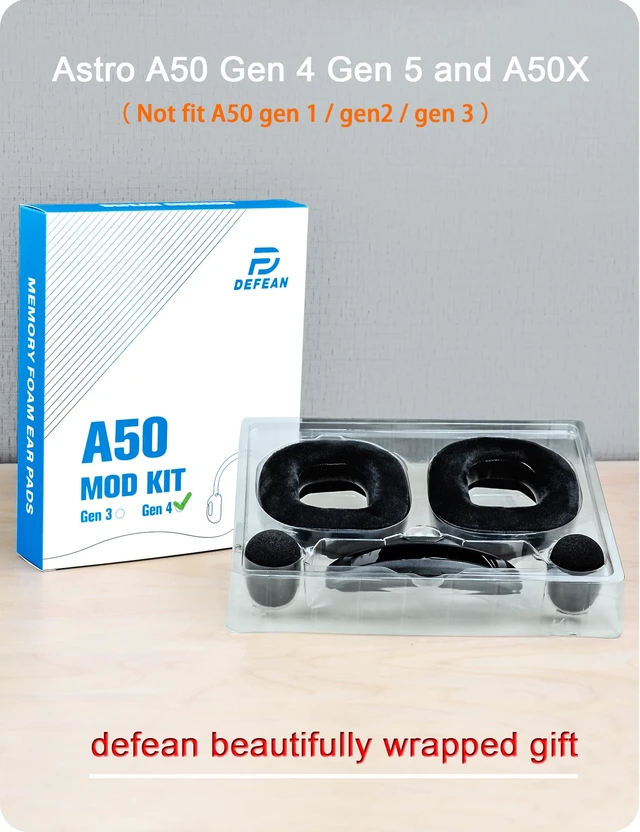 Alt view image 6 of 6 - Earpads for Astro A50 Gen 4, Gen 5 and A50X (Velour) Mod Kit Ear Cushions and Headband, Upgrade High-Density Noise Cancelling Foam, Added Thickness