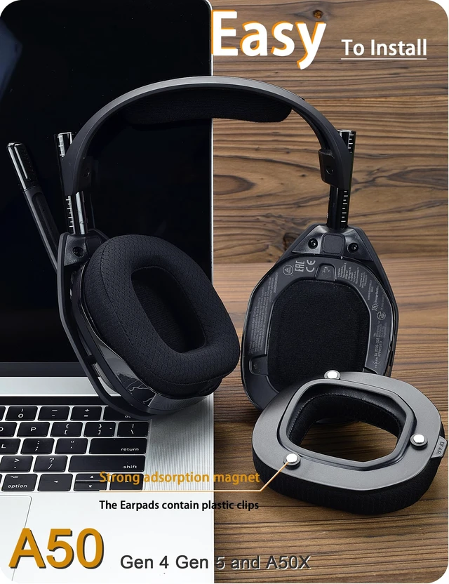 Alt view image 5 of 6 - Earpads for Astro A50 Gen 4, Gen 5 and A50X (Mesh Fabric) Mod Kit Ear Cushions and Headband, Upgrade High-Density Noise Cancelling Foam, Added Thickness