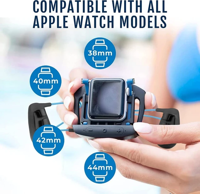 Alt view image 5 of 7 - Interval Swim Headphones for Apple Watch Waterproof IPX8 Swimming Earbuds with Bluetooth, 6-Hour Battery Life, Open-Ear Bone Conduction, and Goggle Loops Blue