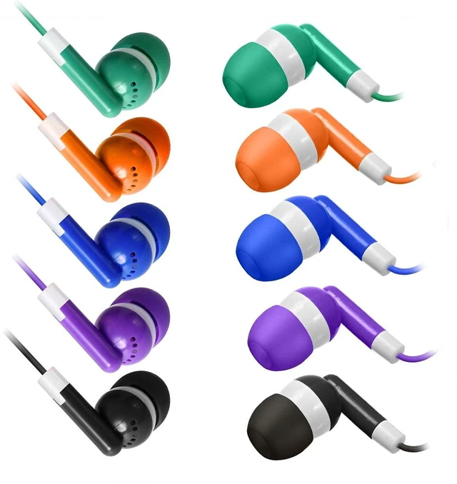 Alt view image 3 of 6 - Bulk Earbuds 50 Pack for Classroom Wholesale Earbuds Headphones Wired Stereo Earphones Multi Color for Kids Toddlers Teen at School Library Room Homeschool Online Teaching