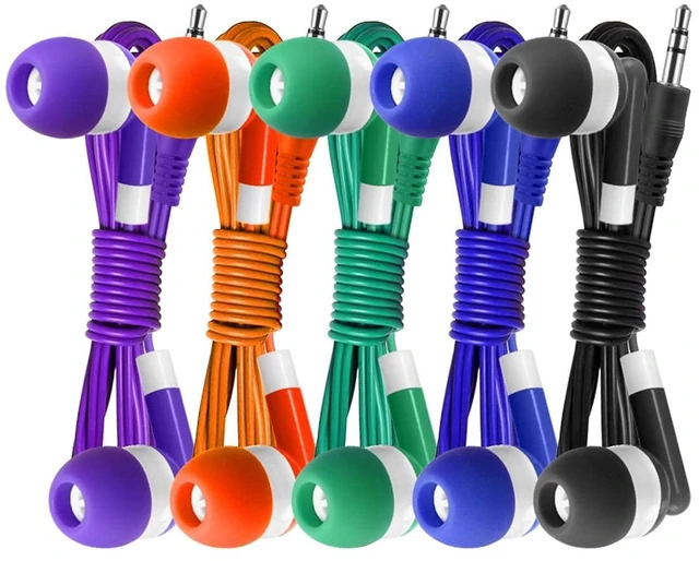 Alt view image 5 of 6 - Bulk Earbuds 50 Pack for Classroom Wholesale Earbuds Headphones Wired Stereo Earphones Multi Color for Kids Toddlers Teen at School Library Room Homeschool Online Teaching