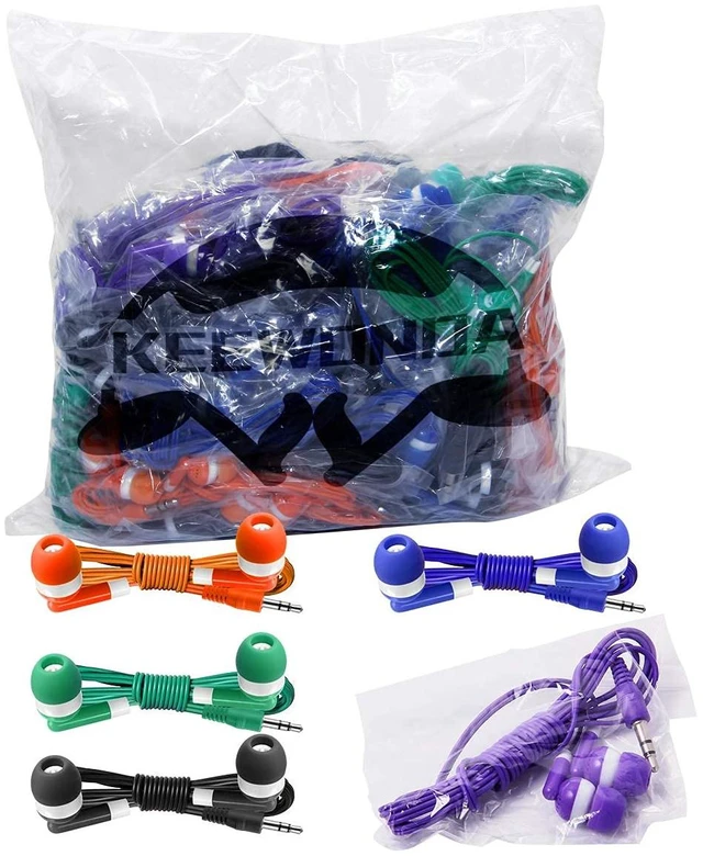 Alt view image 6 of 6 - Bulk Earbuds 50 Pack for Classroom Wholesale Earbuds Headphones Wired Stereo Earphones Multi Color for Kids Toddlers Teen at School Library Room Homeschool Online Teaching